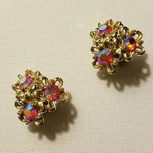 AB Rhinestone Clip-on Earrings